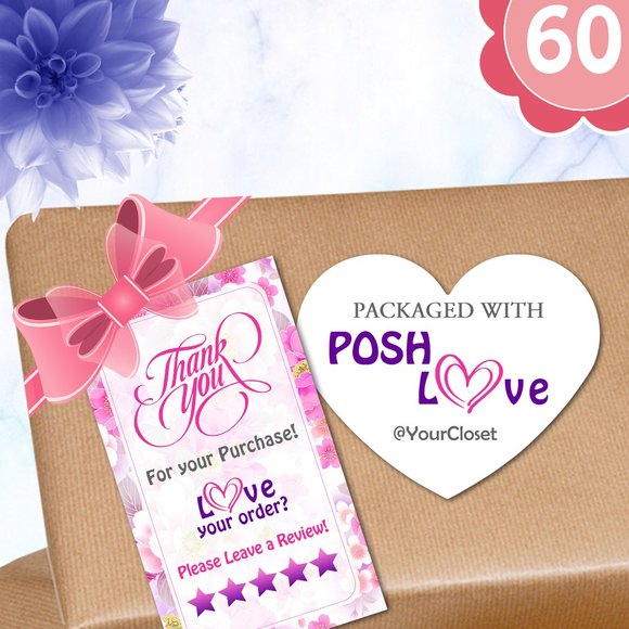 Designed by me Other - 60 Thank You Cards & 60 Personalized Stick…